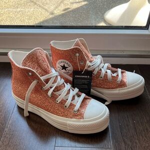 Converse Chuck Taylor All-Star Platform Lift Sneakers Metallic Shimmer Clay BNWT